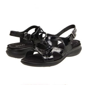 ECCO Breeze Black Patent Leather Sandals